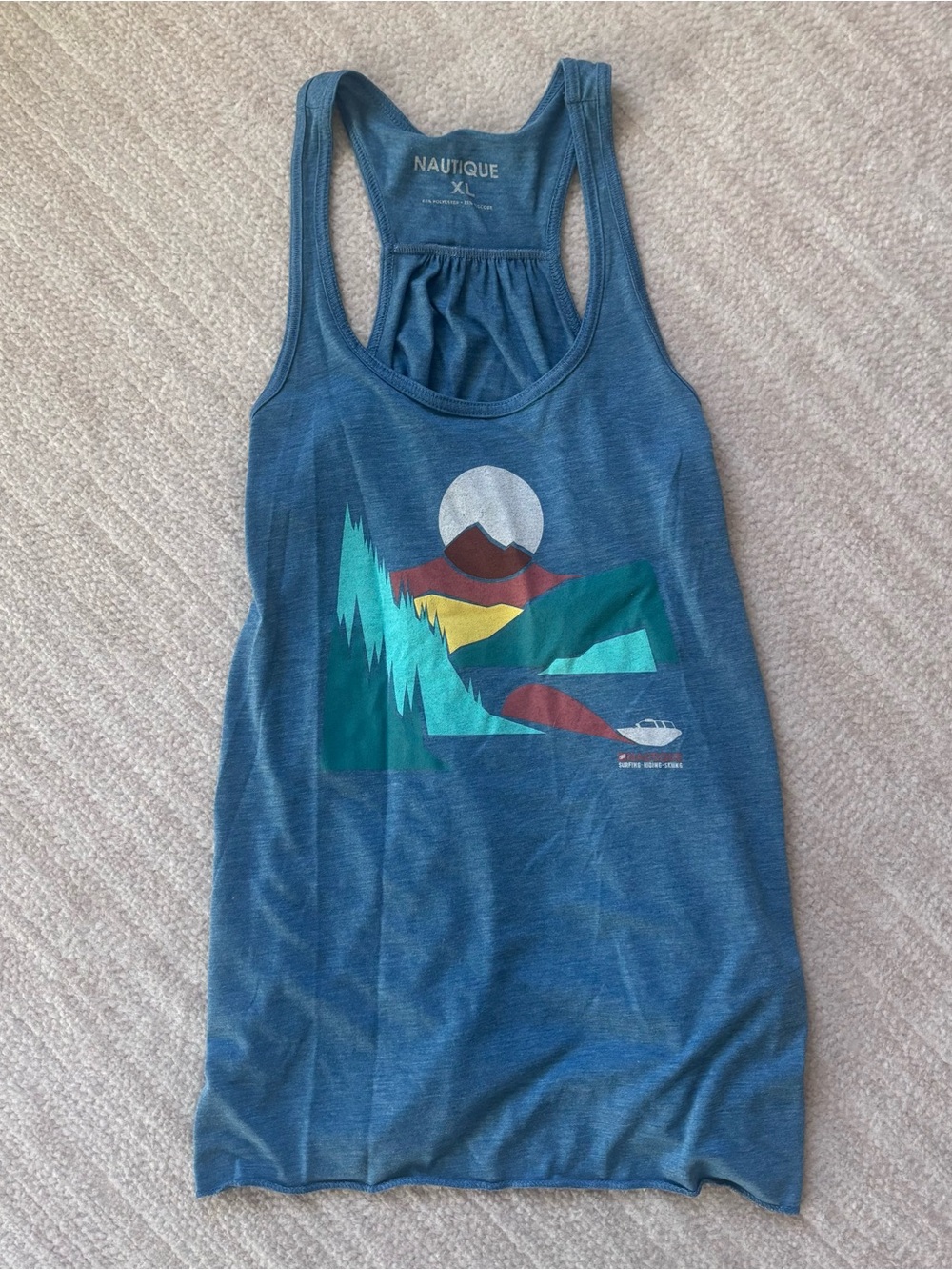 Blue Graphic Racerback Tank - Mountain Scene